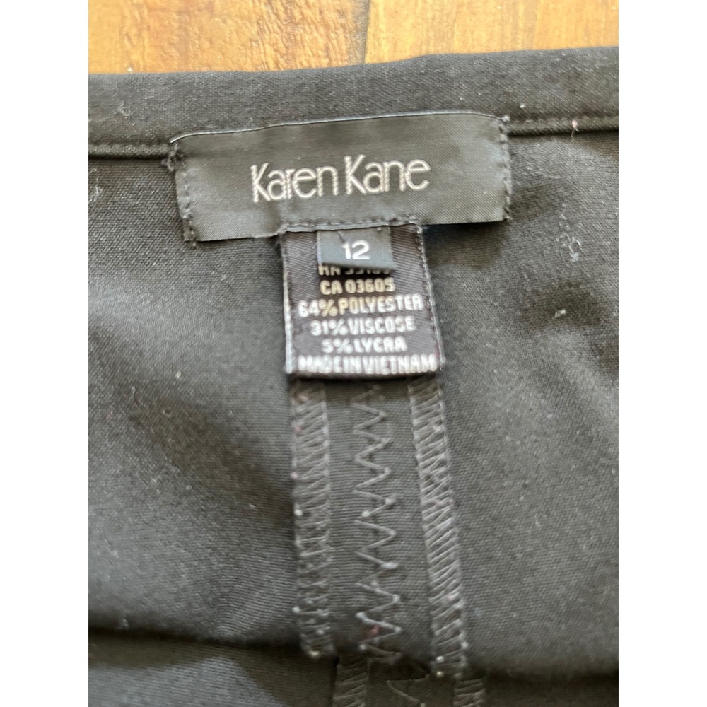 KAREN KANE Fit and‎ Flare Zig Zag Stitch Skirt Womens 12 Black Minimalist Office - Picture 5 of 5